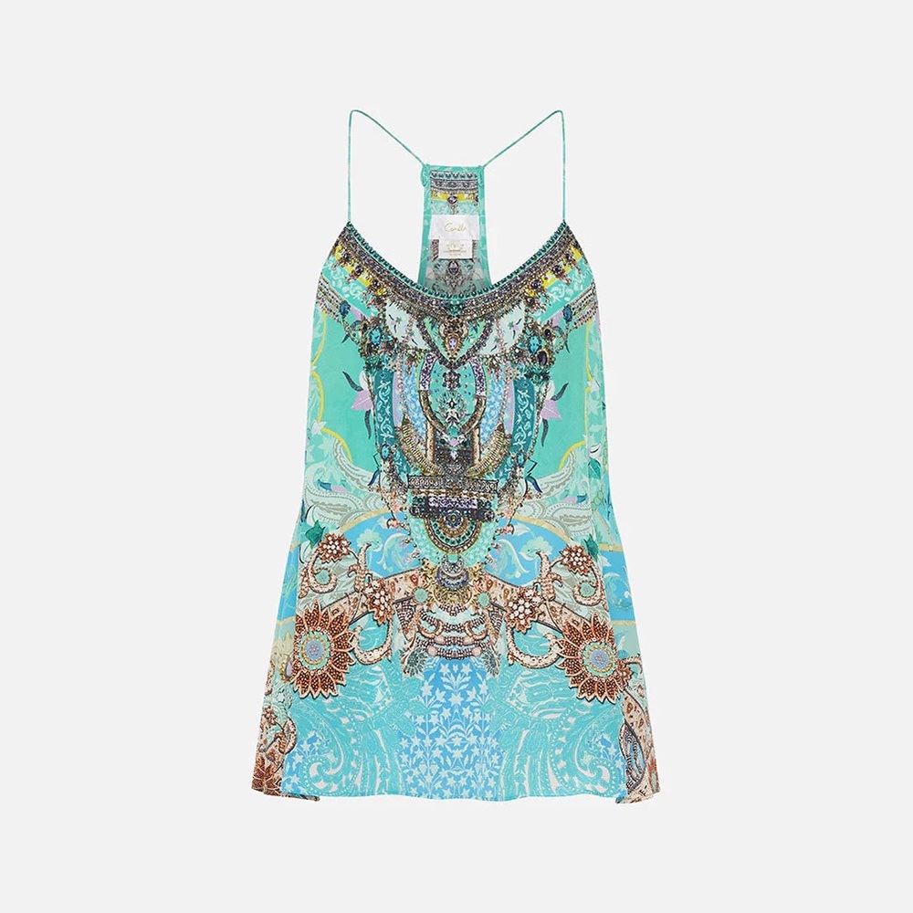 CAMILLA “Turn Back Time” silk embellished t back boho camisole tank top XS - Picture 3 of 13